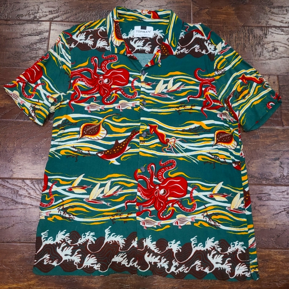 Mens Topman Size Large Sea Creature Shirt
